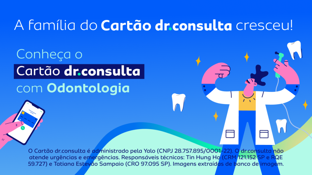 Banner na cor azul informando sobre a modalidade de Cartão dr.consulta com Odontologia