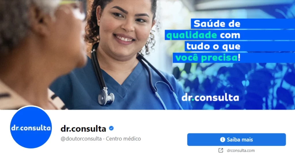 A imagem mostra o perfil do Facebook de dr.consulta.