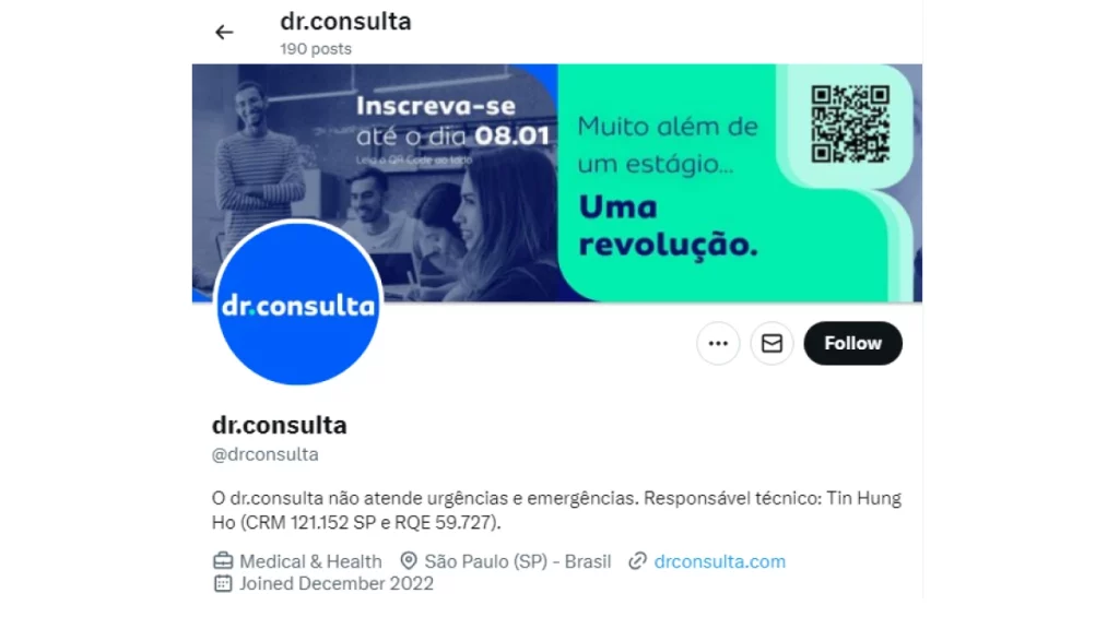 A imagem mostra o perfil de X de dr.consulta.