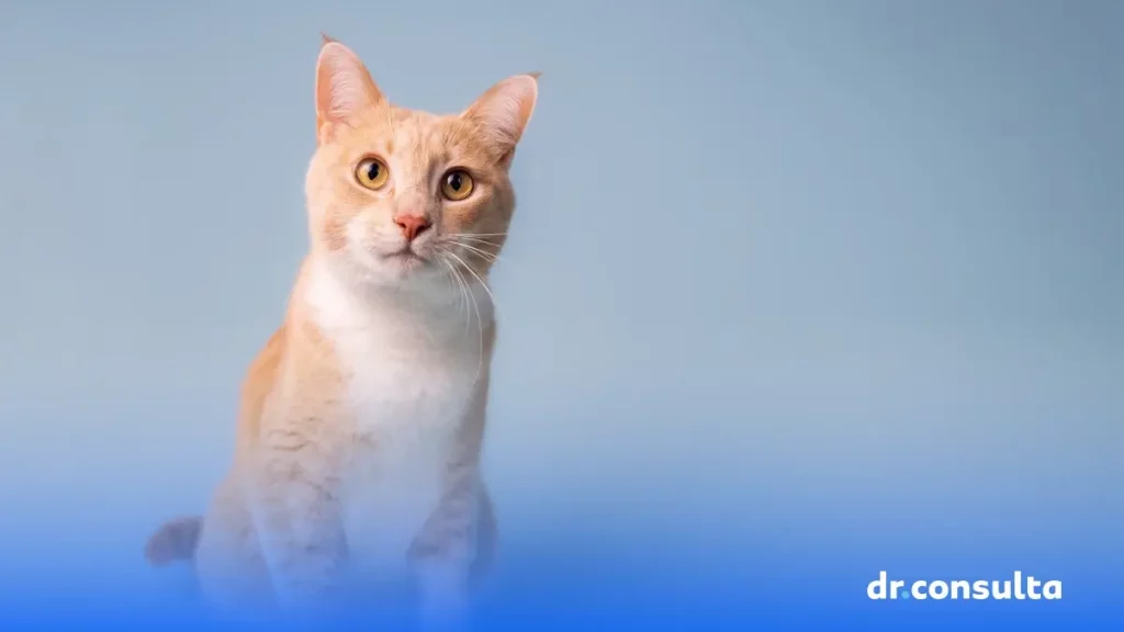 Imagem de um gato com pelagem laranja olhando para a câmera.