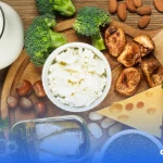 dr.consulta - imagem mostra alimentos ricos em cálcio, como brócolis, queijo, leite e sardinha.